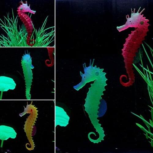 Artificial Aquarium Luminous Sea Horse Hippocampus Ornament Fish Tank Jellyfish Decor New IC880983