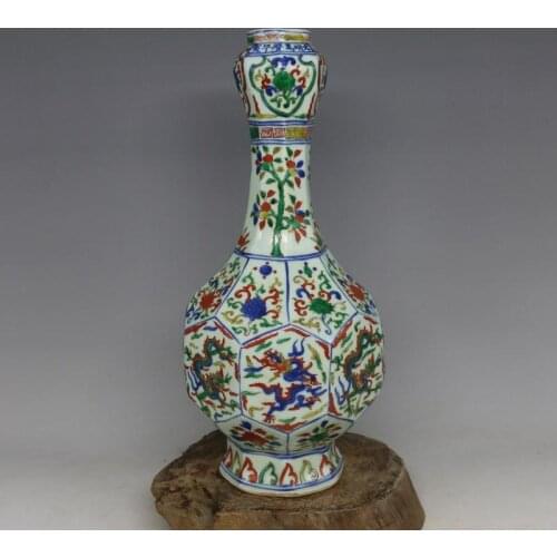 Antique MingDynasty porcelain vase,multicolored dragon bottle,hand crafts,Home Decorations collection & adornment,Free shipping