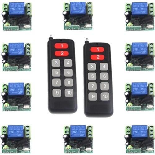 Free shipping 12V 10CH wireless remote control switch system transmitter&receiver Mini size 315/433 Toggle Momentary SKU: 5471