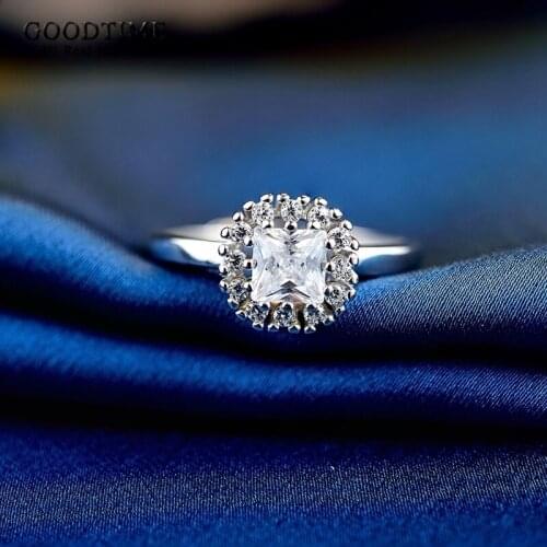 Noble Women Rings Pure 925 Sterling Silver Jewelry Anniversary Square Zircon Ring Fashion Wedding Ring For Girl Party Dress Up
