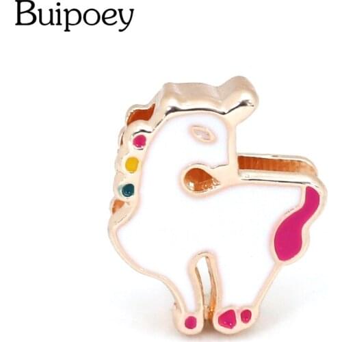 Buipoey New Christmas Unicorn Beaded Charm Fit 10mm Stainless Steel Mesh Bracelet Watch Belt Bangle Accessories Beads