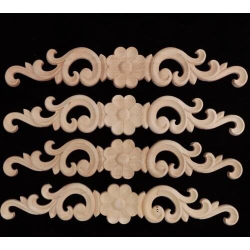 Wood Carved Corner Applique Woodcarving Decal Door Cabinet Frame Corner Furniture-4 pack