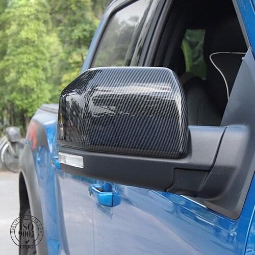 For Ford F150 F-150 2015 to 2019 Car Styling ABS Chrome Carbon Fiber Car Exterior Rearview Mirror Decoration Cover Trim Stickers