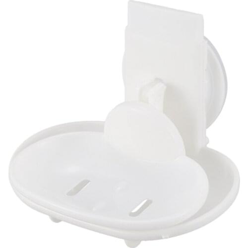 Double Soap Dish Strong Suction Soap Holder Cup Tray for Shower Bathroom (White) Promotion