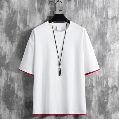 New Summer Mens T Shirt 2021 Fashion Solid T Shirt Mens Oversized Hip Hop Short Sleeve Casual Cotton Mens Streetwear Top