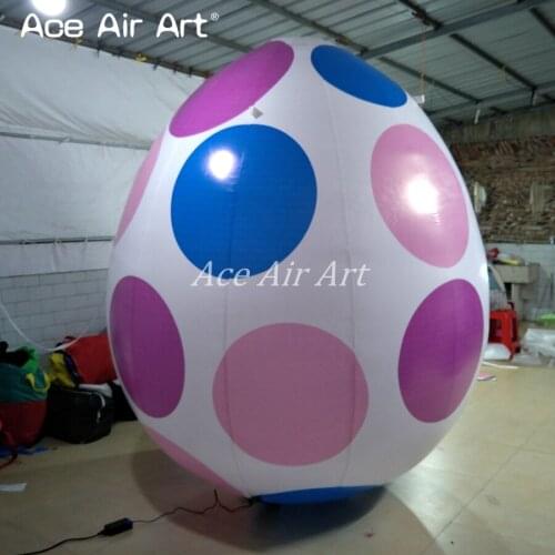 Giant standing white air-blown egg with pink,purple,blue dots beautiful inflatable Easter Eggs for event decorations