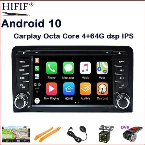 IPS DSP For Audi A3 S3 2002-2013 4G RAM 8 core 2 din Android10 car radio multimedia dvd player GPS navigation stereo obd DVR TPM