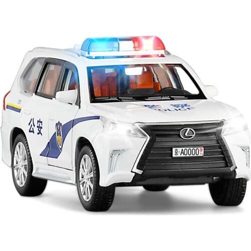 1/32 Alloy Die Cast Lexus LX570 Model Toy Car Simulation Sound Light Pull Back SUV 6 Doors Open Toys Vehicle For Children