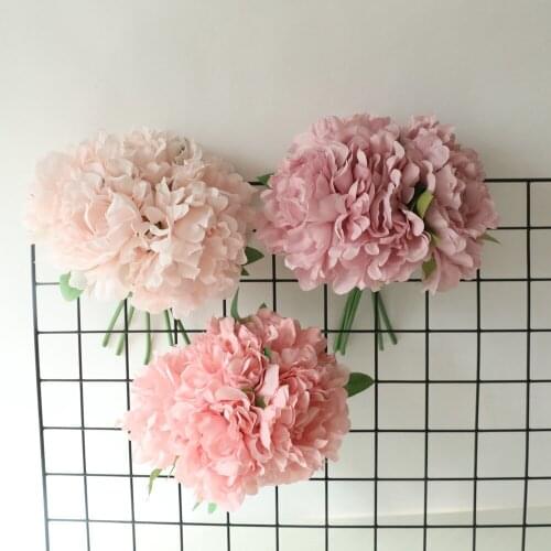 Simulation 5 heads Peony Silk Flowers Bouquet for Wedding Decoration Bride Holding Bouquet Home Decoration Fake Peony Flowers