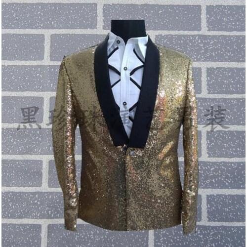 Men suits designs masculino homme terno stage costumes for singers men gold sequin blazer dance clothes jacket star style punk