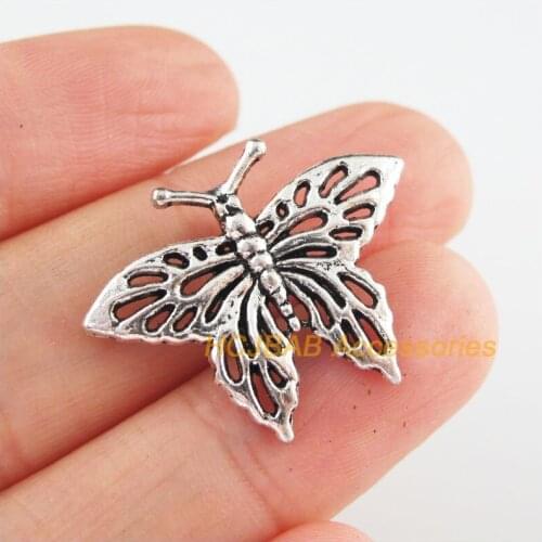 20Pcs Tibetan Silver Tone Animal Butterfly Charms Pendants 21x27mm