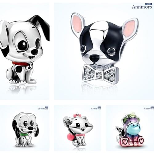 925 Sterling Silve Fits Pandora Bracelets Charms Animal Cats and Dogs Birthday Festival for Jewelry Necklace Beads Making Gifts