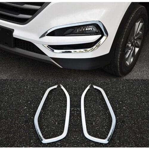 FIT FOR HYUNDAI TUCSON 2015 2016 FRONT HEAD FOG LIGHT FOGLIGHT LAMP CHROME COVER TRIM INSERT BEZEL FRAME STYLING GARNISH MOLDING