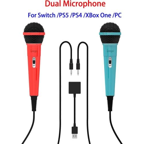 3.5mm 2pcs Wired Microphones With Dual 3.5mm Jack To USB Adapter For Switch P5 P4 Dual Game Microphone For Xbox one/ PC