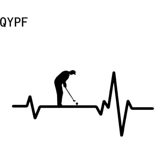 QYPF 17.1*8CM Mysterious Electrocardiogram Golf Sport Decor Car Sticker Vinyl Accessories Silhouette Motorcycle Decals C16-1472