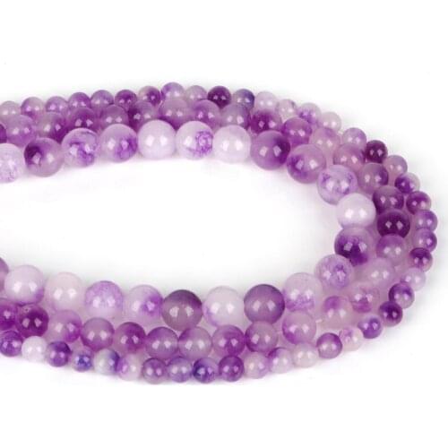 Size 6/8/10mm 62/48/38PCS/Lot Grape Purple Natural Stone Beads Round Loose Stone Beads For DIY Bracelet Necklace Jewelry Making