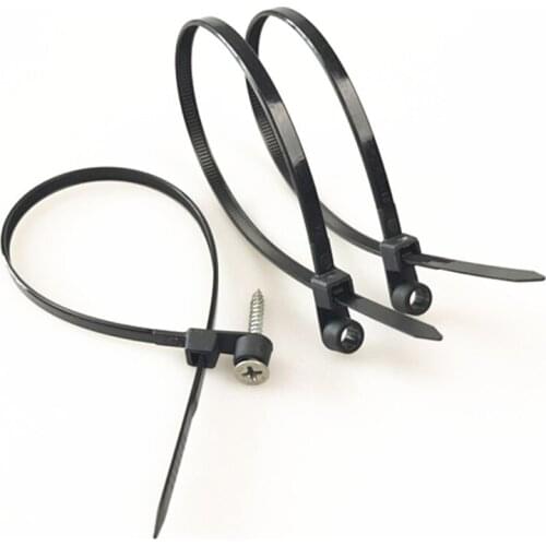 100pcs Nylon cable zip ties with screw hole Mount Self locking Loop Wrap Bundle Ties straps for Car Auto wire fixed organizer