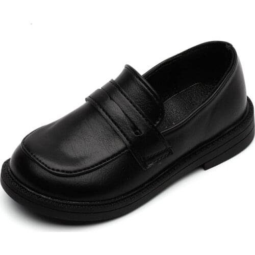 Children Casual Shoes for Boys Kids Leather Formal Shoes for Wedding Party Slip-on Loafers Flats Simple Oxfords British Classic