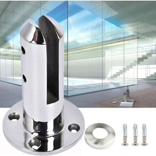 Glass Clamp Stainless Steel Pool Fence Round Bracket Support Shelf Holder For Glass / Wood Shelves Glass Clamps