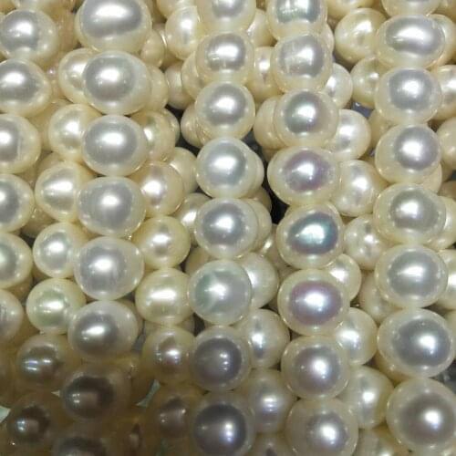 DIY PEARL BEADS,16 inch,9-10 mm white near round egg 100% nature freshwater pearl without nuclear,high luster