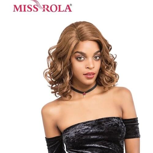 MISS ROLA Brown Long Wavy Synthetic Heat Resistant Fiber Glueless Ombre Daily Wigs For Women