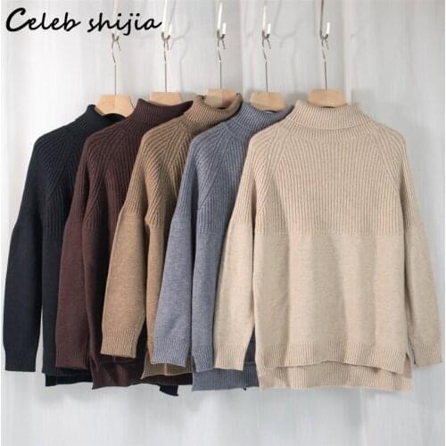 SHIJIA Khaki Wool Jumper Woman 2021 Autumn Winter Long Sleeve Vintage Sweater Female Korean Fashion O Neck Warm Pullover