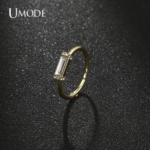 UMODE 2021 NEW Cubic Zirconia Ring for Women Femme Adjustable Wedding Rings Electroplating Gold Color Fashion Jewelry UR0619