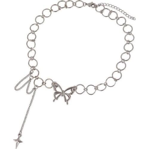 Punk Style Butterfly Choker Clavicle Necklace Jewelry Women Collares Gothic Hip Hop Link Chain Necklace Collares Jewlery