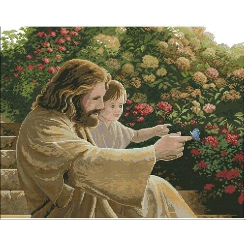 Gold Collection Counted Cross Stitch Kit in His Sight Christ and Child Butterfly dim 35129