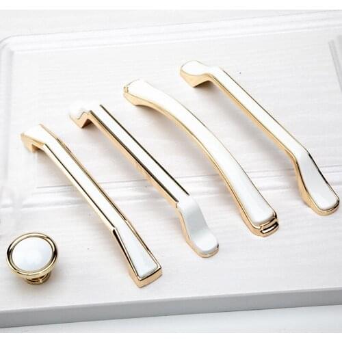 Golden Nordic Luxury Cabinet Door Handle European Style Cabinet Wardrobe Drawer Small Handle Drawer Single Hole White Handle