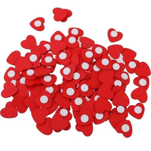 100pcs Wood Stickers Adhesive Red Heart 2.Tape For Wedding Favors