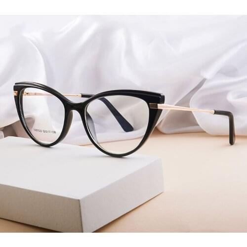 46972 Plastic Titanium Cat Eye Glasses Frame Men Women Optical Fashion Anti Blue Computer Eyeglasses