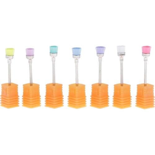 7pcs 3/32'' Nail Art Drill Bit Cleaning Brush Nail Polish Head Cleaner Tools