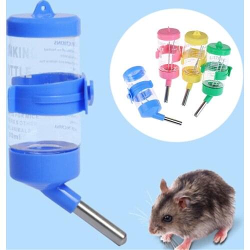 80ml 125ml 250ml Cage Hanging Plastic Stainless Steel Guinea Pig Squirrel Rabbit Hamster Water Drinking Dispenser Feeder 3 Size