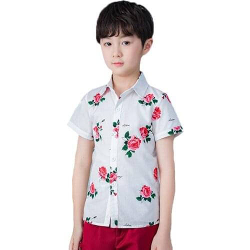 White Shirt For boys Short sleeve School Boys Girls Dress Shirts Baby Blouse Kids boys birthday Formal Performance Shirts