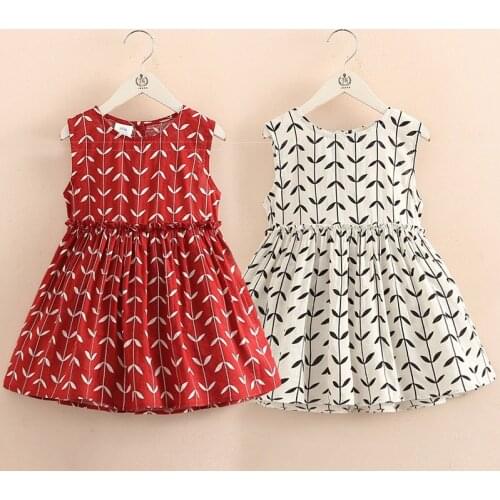 Baby Leaf Dress 2020 Summer New Girls' Clothing Children Sleeveless Waist-Slimming Dress