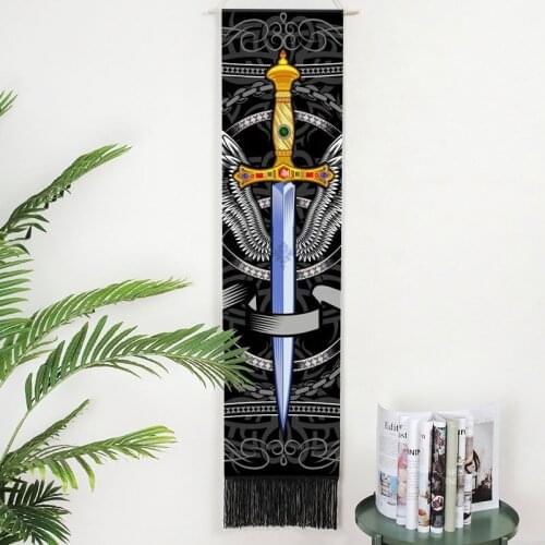 Ancient Knight Sword Macrame Wall Phase Tapestry Bohemia Indian Seven Chakras Tassel Tapestries Wall Hanging Tarot Blanket Decor