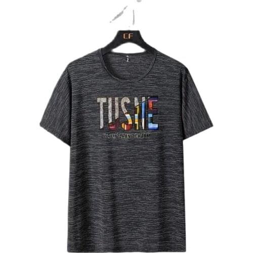 Summer men Ice silk tshirt short sleeve loose letter tees hole Breathable tops plus size 8XL 9XL 54 56 58 60 Comfortable tshirt