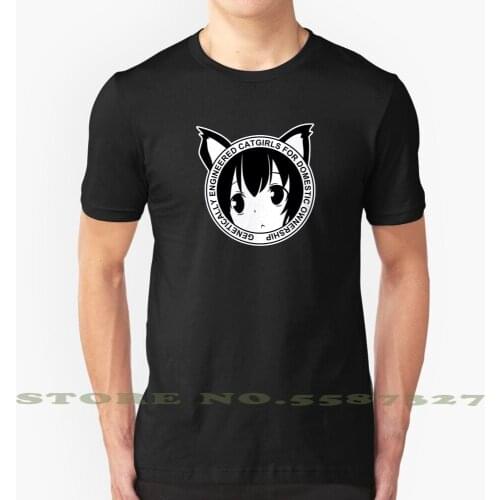 Genetically Engineered Catgirls For Domestic Ownership! ( Black ) Cool Design Trendy T-Shirt Tee Cat Girl Catgirl Cute Blue