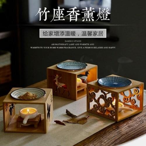 Art Incense Burner Openwork Bamboo Frame Aroma Burner Candle Holder Candlestick Vase Aromatherapy Stove Home Decoration