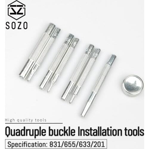 SOZO Quick Button Installation Tool 831/633/655/201/203 One Set Leather Craft Working Four Button Snap Fasteners