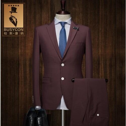 Burgundy red men suits for wedding groom tuxedo costume homme mariage 2018