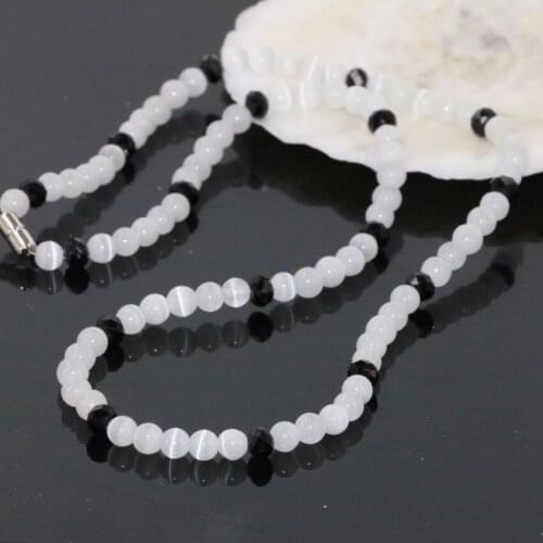 Bohemia fashion elegant white 6mm cat eyes round beads 3 rows long multilayer bracelets magnetic clasps jewelry B2761