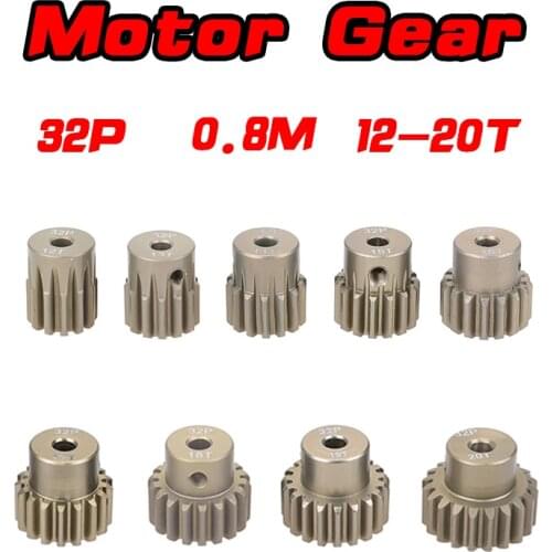 32P M0.8 3.175mm 12T 13T 14T 15T 16T 17T 18T 19T 20T 7075 Aluminum alloy Metal Pinion Motor Gear For 1/10 RC Model Car Motor