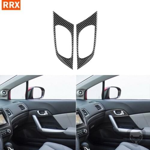 For Honda Civic 9 coupe 2012-2015 Carbon Fiber Stickers Door Handle Push Handle Trim Car Styling Decoration Accessories Black