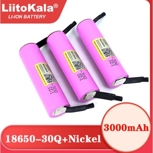 Liitokala 3.7V li-lon Rechargeable battery ICR18650 30Q 3000mAh li-lon laptop batteries +DIY Nickel