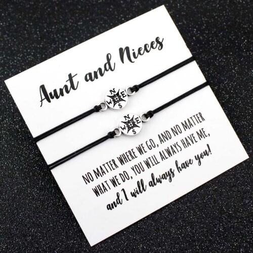 Aunt Niece Mother Daughters Grandma Granddaughter Love Friends Thanksgiving Gift Make a Wish Dream Compass Bracelets for Women