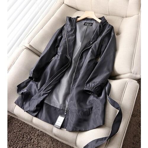 Thin hooded windbreaker jacket female long loose plus size traff-style za 2020 women sheiner vadiming women jacket