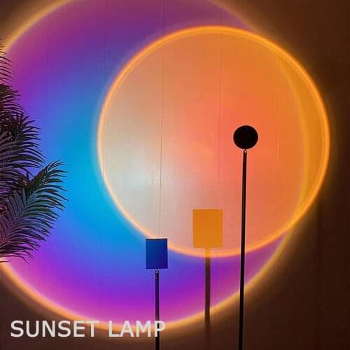 Usb Projector Rainbow Sunset LED Table Lamp Live Broadcast Sunset Lamp Atmosphere Wall Decoration Halo Lamp For Home Bedroom Bar