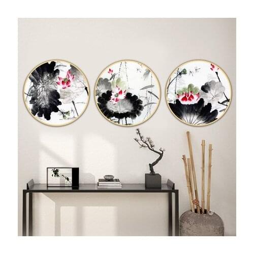 Chinese Style Lotus Vinyl Wall Sticker Flower Vintage Poster Living Room Bedroom Decoration Wallpaper